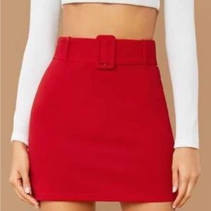 Cute red mini skirt